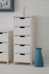 Orsina Modern Design White Mdf 5 Drawers Chest, Compact Chest Of Drawers For Livingroom, Minimalist Storage Chest - thumbnail 2