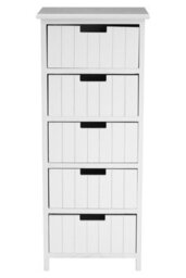 Orsina Modern Design White Mdf 5 Drawers Chest, Compact Chest Of Drawers For Livingroom, Minimalist Storage Chest - thumbnail 1