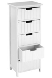 Orsina Modern Design White Mdf 5 Drawers Chest, Compact Chest Of Drawers For Livingroom, Minimalist Storage Chest - thumbnail 4