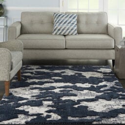 Blue Grey Abstract Modern Easy To Clean Rug For Bedroom & Living Room-160Cm X 221Cm - thumbnail 2