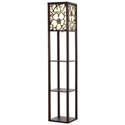 Darphe Multifunctional Carved Floor Lamp With Wooden Shelf, Walnut,160Cm - thumbnail 4
