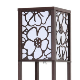 Darphe Multifunctional Carved Floor Lamp With Wooden Shelf, Walnut,160Cm - thumbnail 5