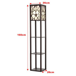 Darphe Multifunctional Carved Floor Lamp With Wooden Shelf, Walnut,160Cm - thumbnail 9