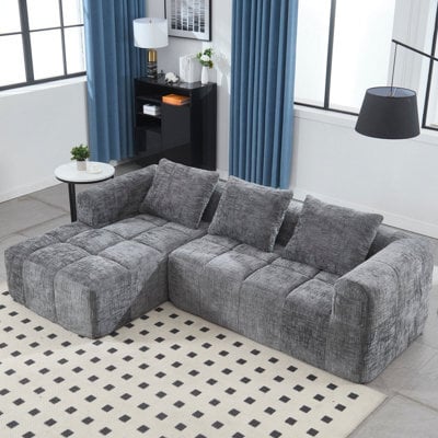 Matteo Oversized Modular L-Shape Cloud Sofa - Gray Chenille - image 1