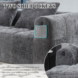 Matteo Oversized Modular L-Shape Cloud Sofa - Gray Chenille - thumbnail 4