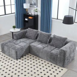 Matteo Oversized Modular L-Shape Cloud Sofa - Gray Chenille - thumbnail 1