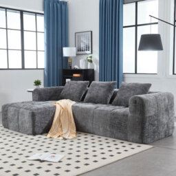 Matteo Oversized Modular L-Shape Cloud Sofa - Gray Chenille - thumbnail 7