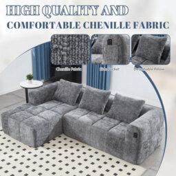 Matteo Oversized Modular L-Shape Cloud Sofa - Gray Chenille - thumbnail 2