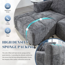 Matteo Oversized Modular L-Shape Cloud Sofa - Gray Chenille - thumbnail 3