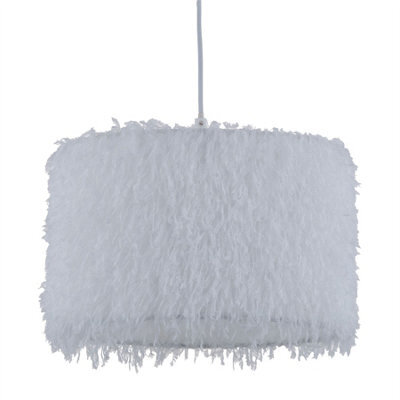 First Choice Lighting Rogers - White Shaggy 30Cm Easy Fit Pendant Shade - image 1