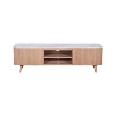 Buttercup Farm Ashford Large Tv Cabinet - Natural Marble And Wood - L40 X W170 X H50 Cm - Brown - image 1