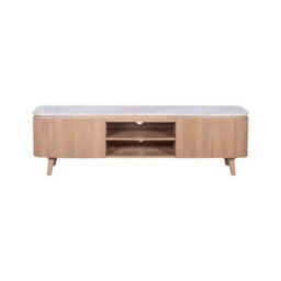 Buttercup Farm Ashford Large Tv Cabinet - Natural Marble And Wood - L40 X W170 X H50 Cm - Brown - thumbnail 1