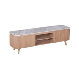Buttercup Farm Ashford Large Tv Cabinet - Natural Marble And Wood - L40 X W170 X H50 Cm - Brown - thumbnail 3