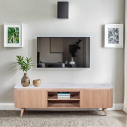Buttercup Farm Ashford Large Tv Cabinet - Natural Marble And Wood - L40 X W170 X H50 Cm - Brown - thumbnail 5