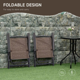 Outsunny Patio Bistro Set Folding Chairs Garden Coffee Table For Balcony Brown - thumbnail 7