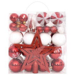 Berkfield 64 Piece Christmas Bauble Set Red And White - thumbnail 2