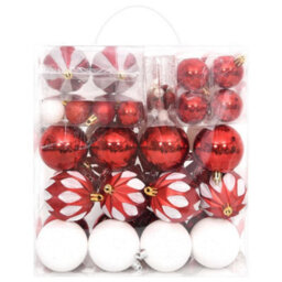 Berkfield 64 Piece Christmas Bauble Set Red And White - thumbnail 3