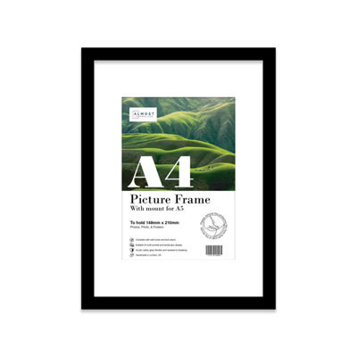 A4 Black Picture Frame With Mount For A5 (14.8 X 21Cm - 5.8 X 8.3In) Poster, Photo, Artwork, Or Print. - image 1