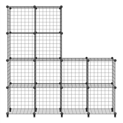 Interlocking Storage Unit 12 Cube Diy Wire Grid Bookcase Black Multifunctional - image 1