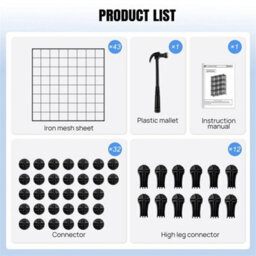 Interlocking Storage Unit 12 Cube Diy Wire Grid Bookcase Black Multifunctional - thumbnail 4