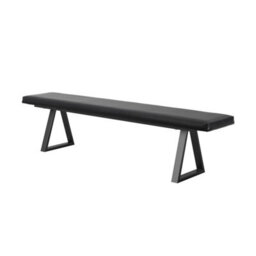 Wyld Haus Balbriggan Large Black Faux Leather Backless Bench For Kitchen And Dining - thumbnail 2