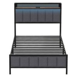Levede Single Bed Frame Metal Platform Led Headboard Charging Station - thumbnail 3