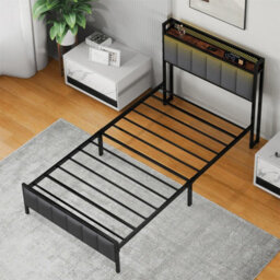 Levede Single Bed Frame Metal Platform Led Headboard Charging Station - thumbnail 7