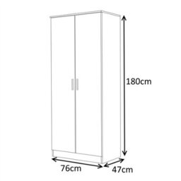 Reflect 2 Door Plain Wardrobe - Black Gloss & Walnut - Hanging Rails & Shelves - H: 180Cm X W: 76Cm - Modern Sleek Design - thumbnail 9