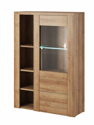 Arte Larona 44 Display Cabinet - Oak Riviera With Led Option - W1000mm X H1450mm X D370mm - image 1
