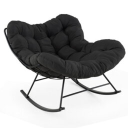 Costway Indoor Outdoor Rocking Chair Oversized Egg Papasan Chair-Black