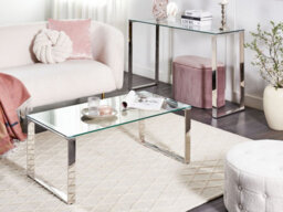 Beliani Coffee Table Tilon Tempered Glass Silver - thumbnail 2