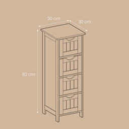 Songmics Bathroom Floor Storage Cabinet, Freestanding Bathroom Storage Unit With 4 Drawers, 30 X 30 X 82 Cm, Living Room, Kitchen - thumbnail 6