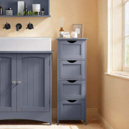 Songmics Bathroom Floor Storage Cabinet, Freestanding Bathroom Storage Unit With 4 Drawers, 30 X 30 X 82 Cm, Living Room, Kitchen - thumbnail 3