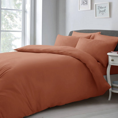 Velosso Elegant Microfibre Duvet Cover & Pillowcase Set, Contemporary Style Bed Linen, Button Enclosure - Orange