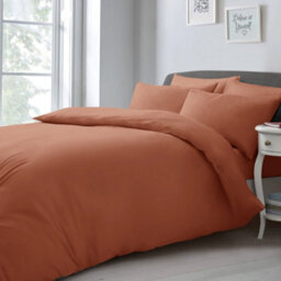 Velosso Orange Microfibre Plain Duvet Cover And Pillowcase Set Double