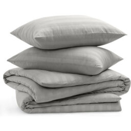 Bedlooms Silver Stripe Duvet Cover Complete Bedding Set, Breathable & Anti-Allergic Microfiber, Super King 260X220Cm - thumbnail 2