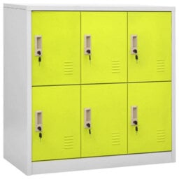Berkfield Locker Cabinets 5 Pcs Light Grey And Green 90X45X92.5 Cm Steel - thumbnail 2