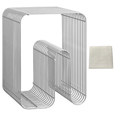 Metal Wire Side Table Magazine Rack Compact End Table For Sofa & Bedside Holder - image 1