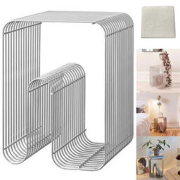 Metal Wire Side Table Magazine Rack Compact End Table For Sofa & Bedside Holder - thumbnail 4