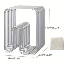 Metal Wire Side Table Magazine Rack Compact End Table For Sofa & Bedside Holder - thumbnail 2