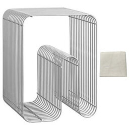 Metal Wire Side Table Magazine Rack Compact End Table For Sofa & Bedside Holder