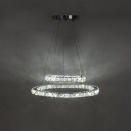 Living And Home Modern 2 Tier Circular Adjustable Crystal Integrated Led Ceiling Pendant Light 50Cm Cool White - thumbnail 4