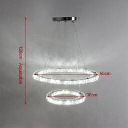 Living And Home Modern 2 Tier Circular Adjustable Crystal Integrated Led Ceiling Pendant Light 50Cm Cool White - thumbnail 5