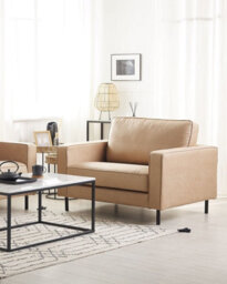Beliani Armchair Savalen Faux Leather Beige - thumbnail 2