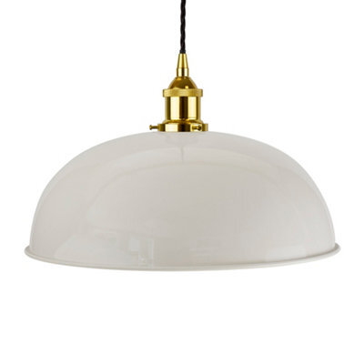 Pale Grey Worcester Painted Dome Pendant Light With Gold Lamp Holder And Black Twisted Cable - Se Home - image 1