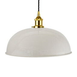 Pale Grey Worcester Painted Dome Pendant Light With Gold Lamp Holder And Black Twisted Cable - Se Home - thumbnail 1