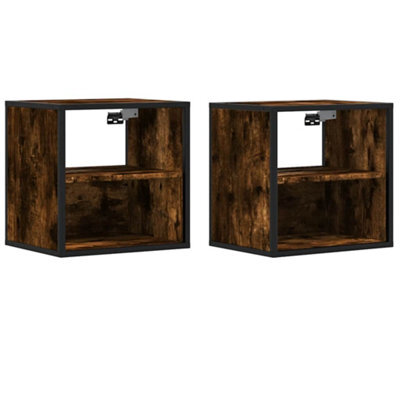 Berkfield Durable Wall-Mounted Bedside Cabinets 2 Pcs Smoked Oak 40X31X39.5 Cm