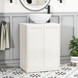 Royal Bathrooms Royal Bathroom Elmore 600mm Classic White Freestanding Bathroom Vanity Unit 2 Door Plain White Worktop With Breeze Basin - thumbnail 1