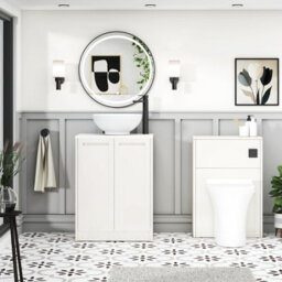 Royal Bathrooms Royal Bathroom Elmore 600mm Classic White Freestanding Bathroom Vanity Unit 2 Door Plain White Worktop With Breeze Basin - thumbnail 5