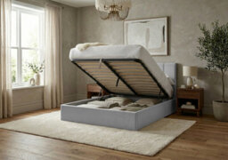 Adore Designs Stafford Plush Velvet Ottoman Sleigh Bed - 3Ft Single - Silver - thumbnail 2